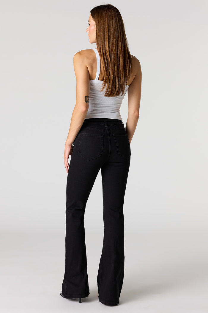 Stretch High Rise Flare Black Jean