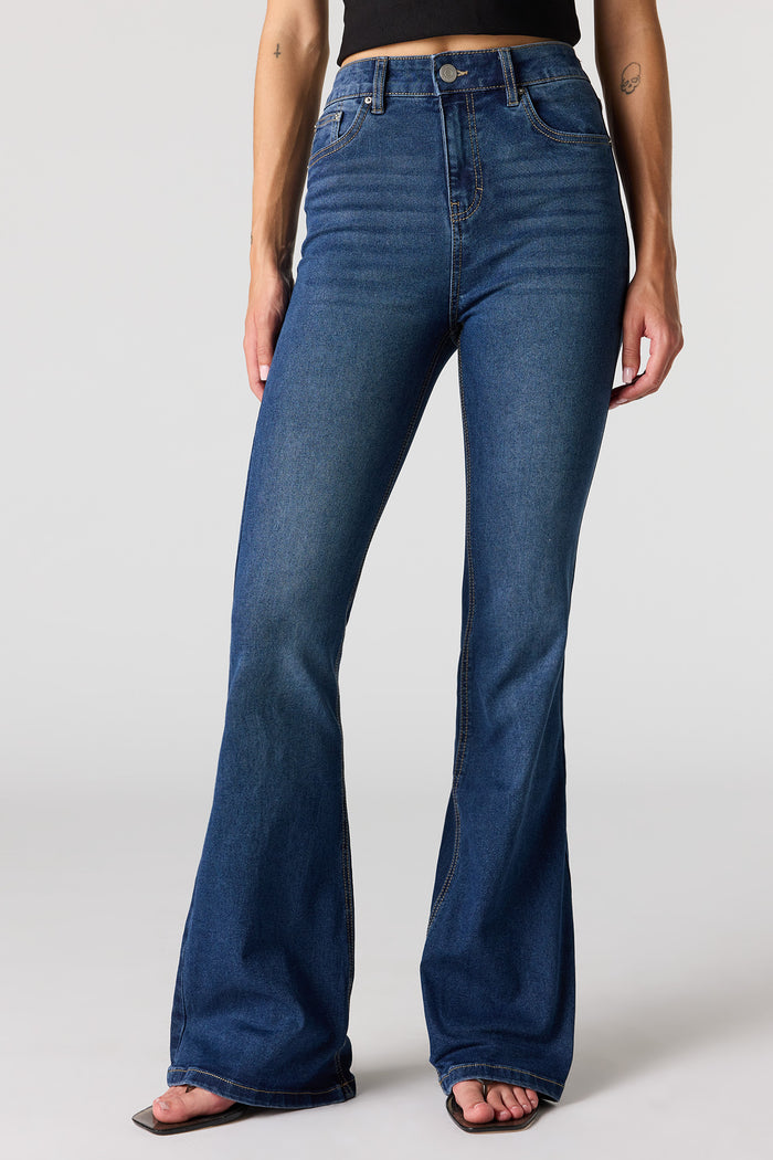 Stretch High Rise Flare Dark Jean
