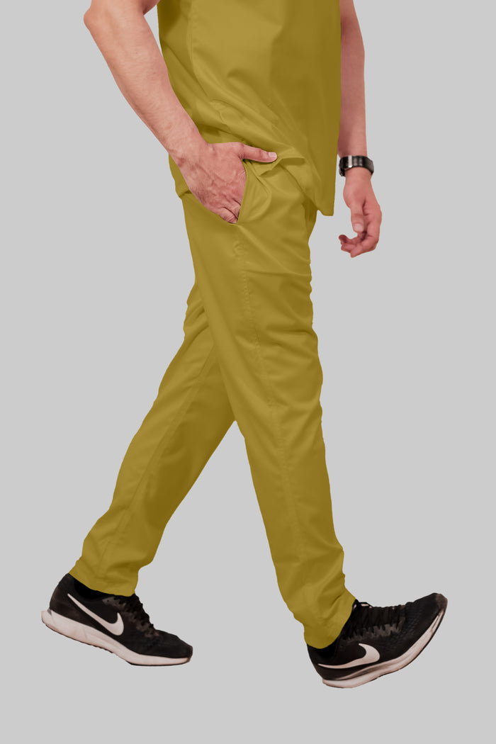 Stretchable (2Way) Men Mustard Straight Scrub Pant