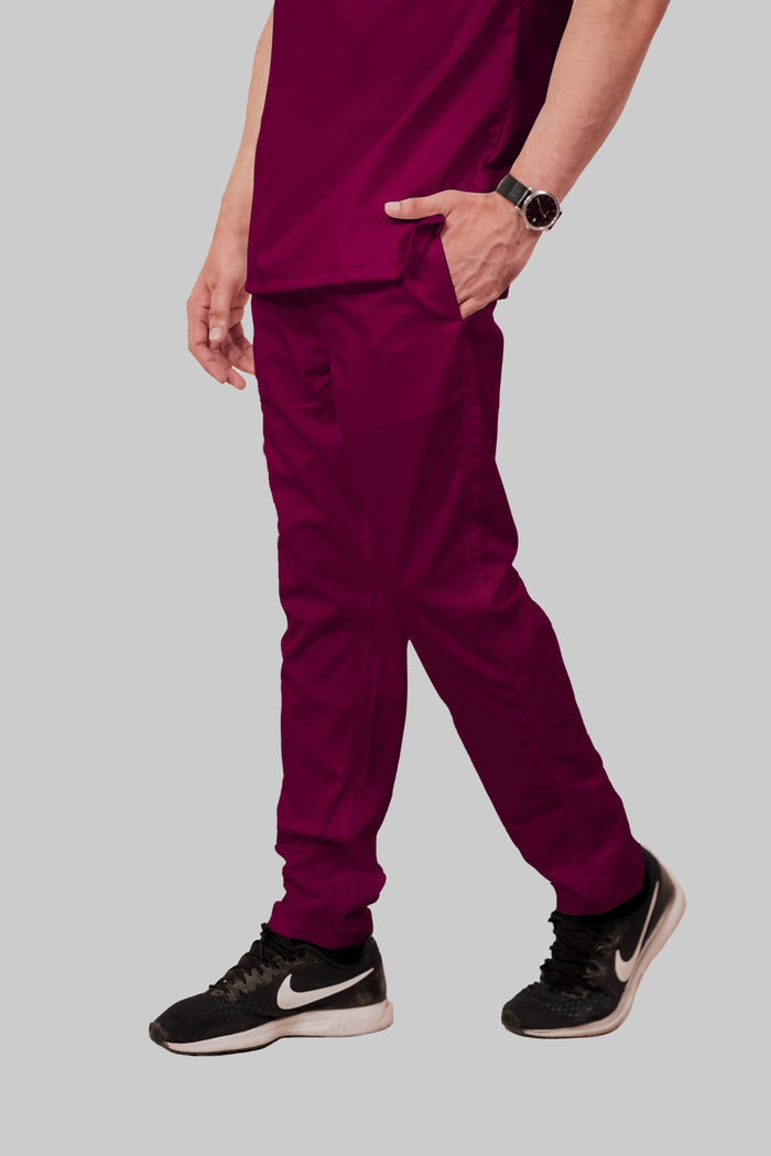 Stretchable (4Way) Men Wine Straight Scrub Pant