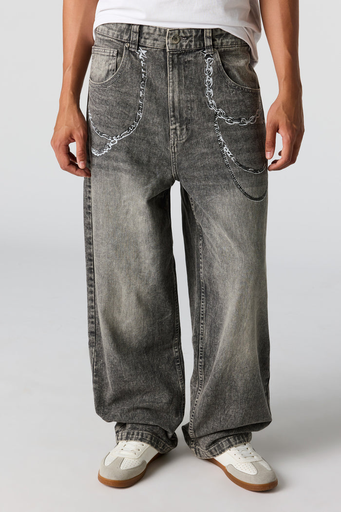 Super Baggy Chain Graphic Jean