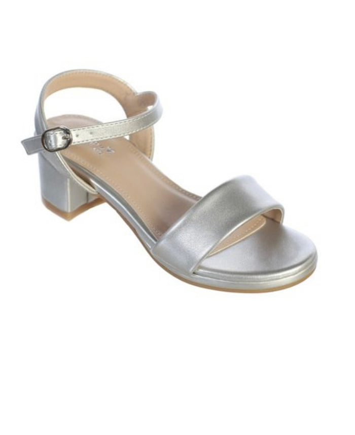 Tip Top Silver Block Heel Sandal