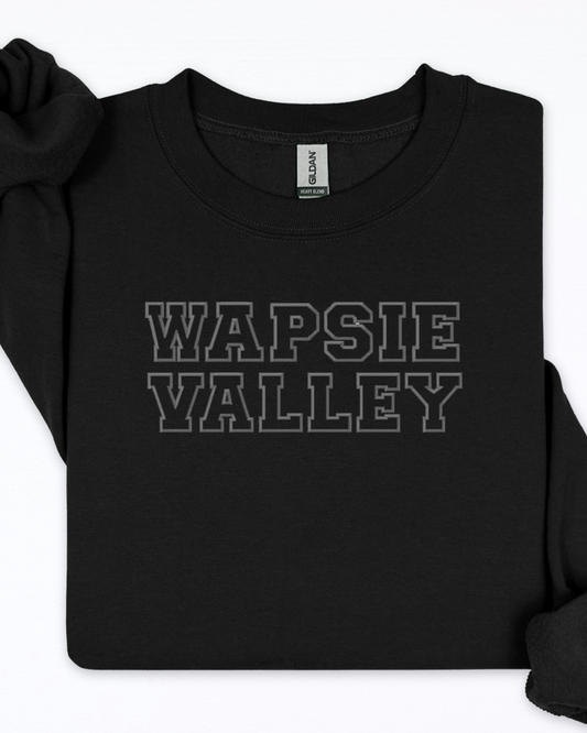 Wapsie Valley Embroidered Crewneck | Black-on-Black (Presale only)