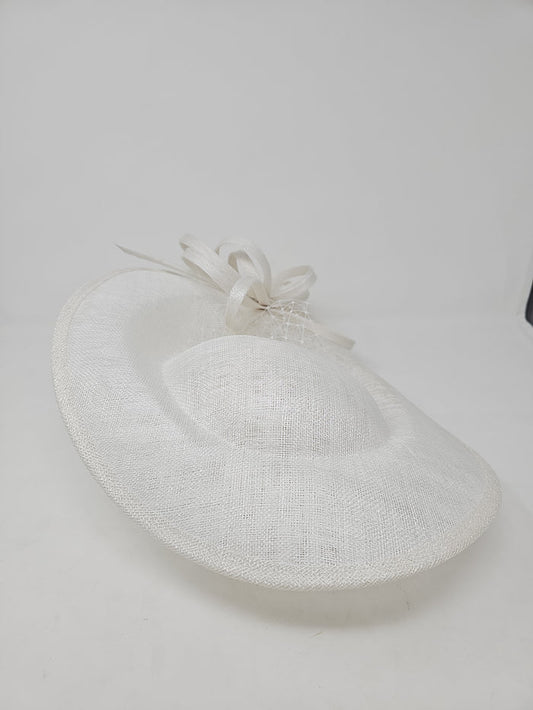 White Large Disc Hairband Fascinator