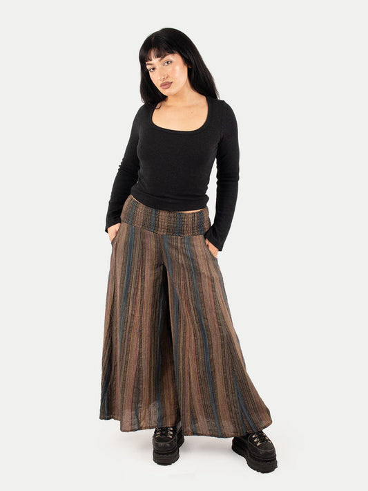 Wide Leg Smocked Pants | Agate Stripe-Image 1