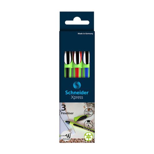 Xpress Fineliners 0.8mm, wallet 3 pieces - Assorted