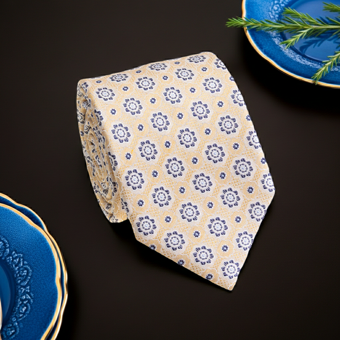 Yellow Floral Patterned Tie
